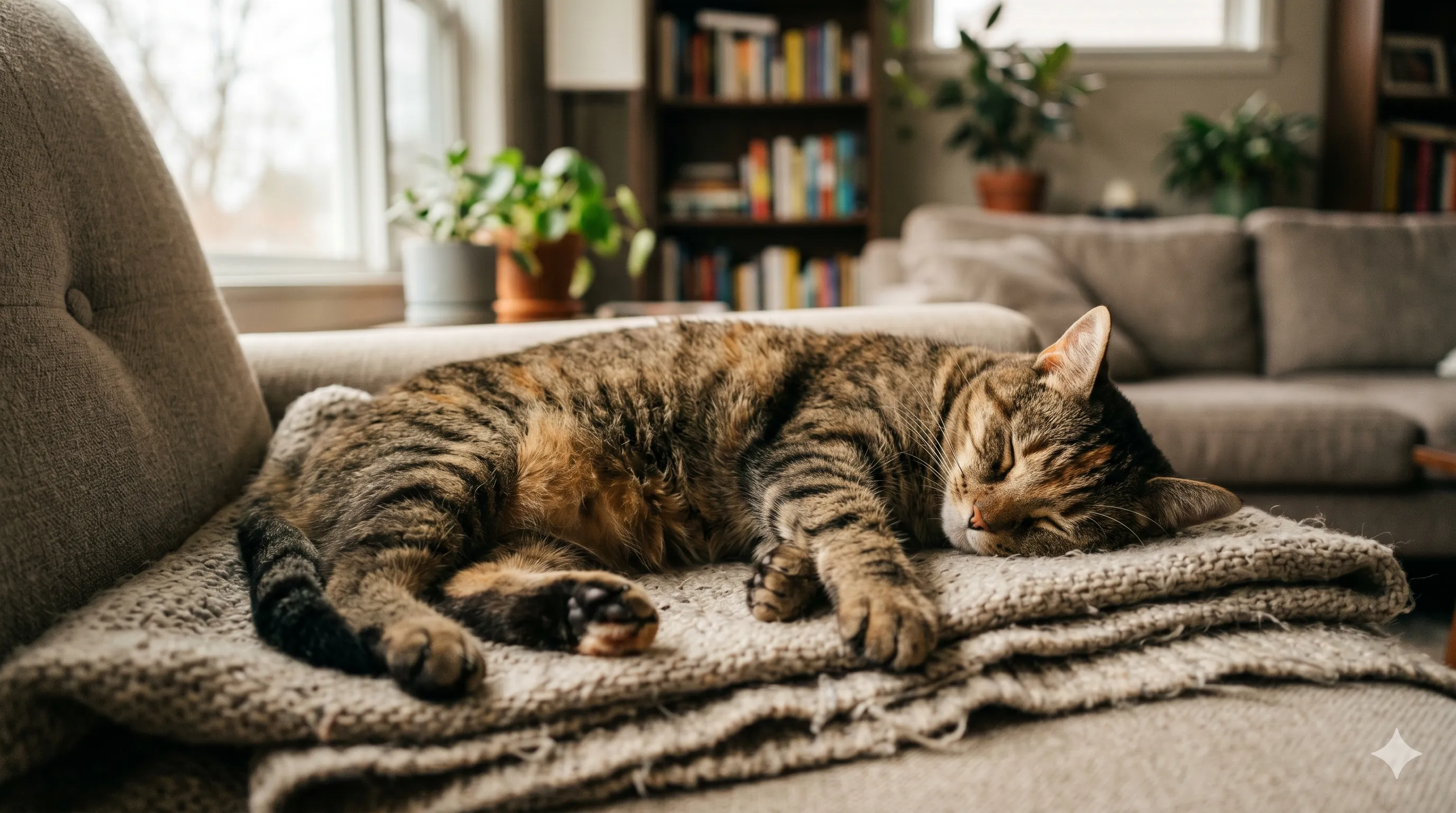 Cat sleeping for long hours at home showing natural rest and energy cycles